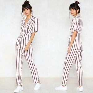 You're Just My Stripe Utility Jumpsuit nasty gal size 0